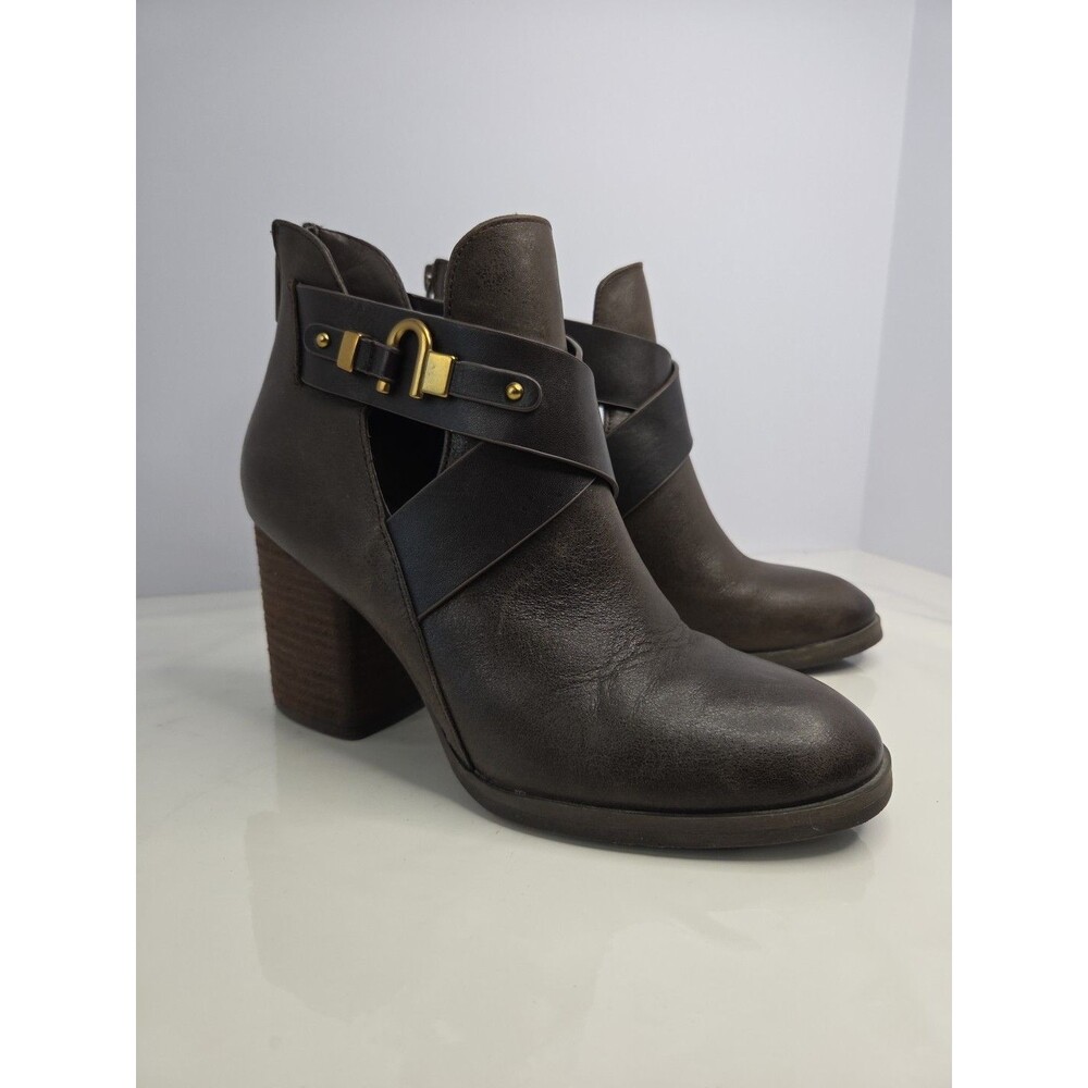 Isola Size 7.5 M Brown Leather Buckle Ankle Fashion Boots Bootie